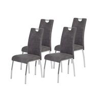 STUHL-SET SUSI II S 4ER-SET - Chromfarben/Anthrazit, MODERN, Textil/Metall (44/98/61cm) - MID.YOU