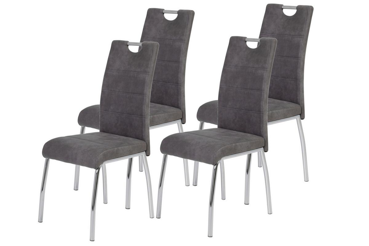 STUHL-SET SUSI II S 4ER-SET - Chromfarben/Anthrazit, MODERN, Textil/Metall (44/98/61cm) - MID.YOU