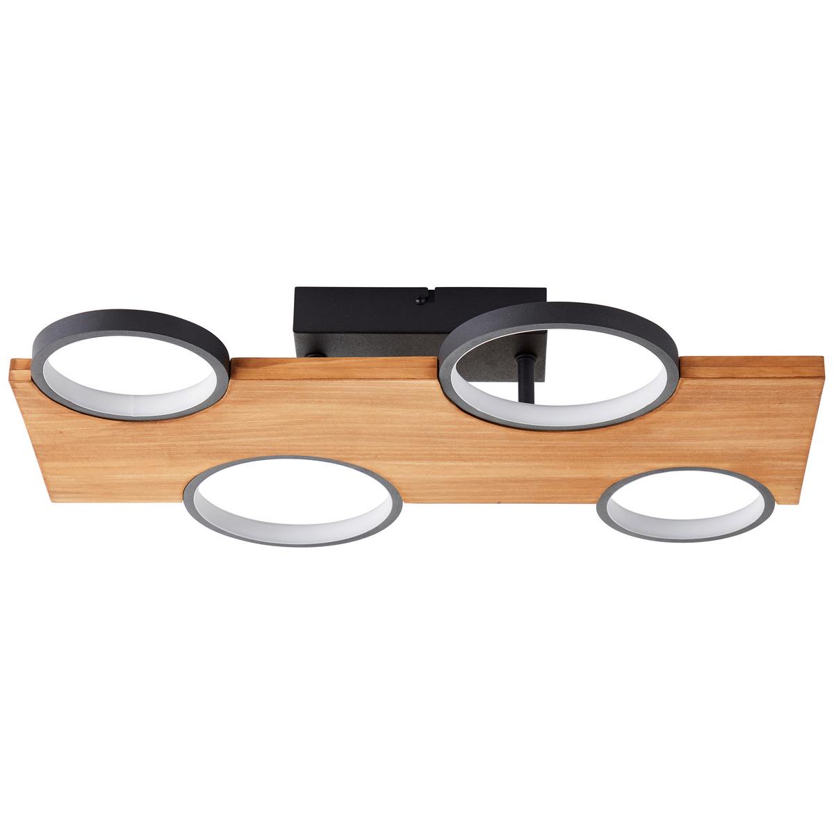 LED-Deckenleuchte Cheesy Schwarz/Hellbraun max. 28 Watt - Hellbraun/Schwarz, Natur, Holz/Metall (10,2/55/34,6cm) - Brilliant