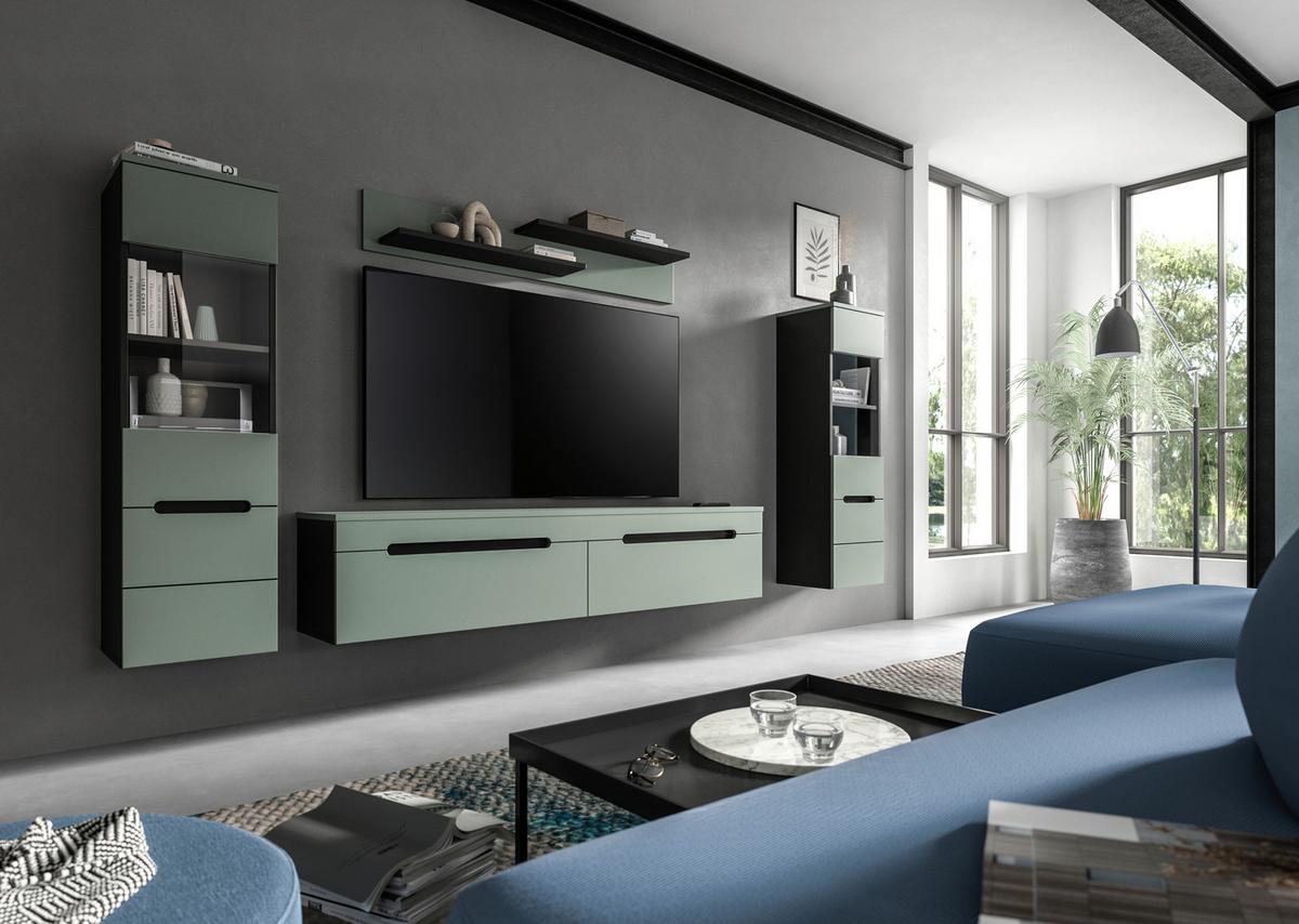 Dnevni Regal Canu, Sivozelena, 4-Delni - črna, Design, umetna masa/leseni material (272/141/33cm) - Livetastic