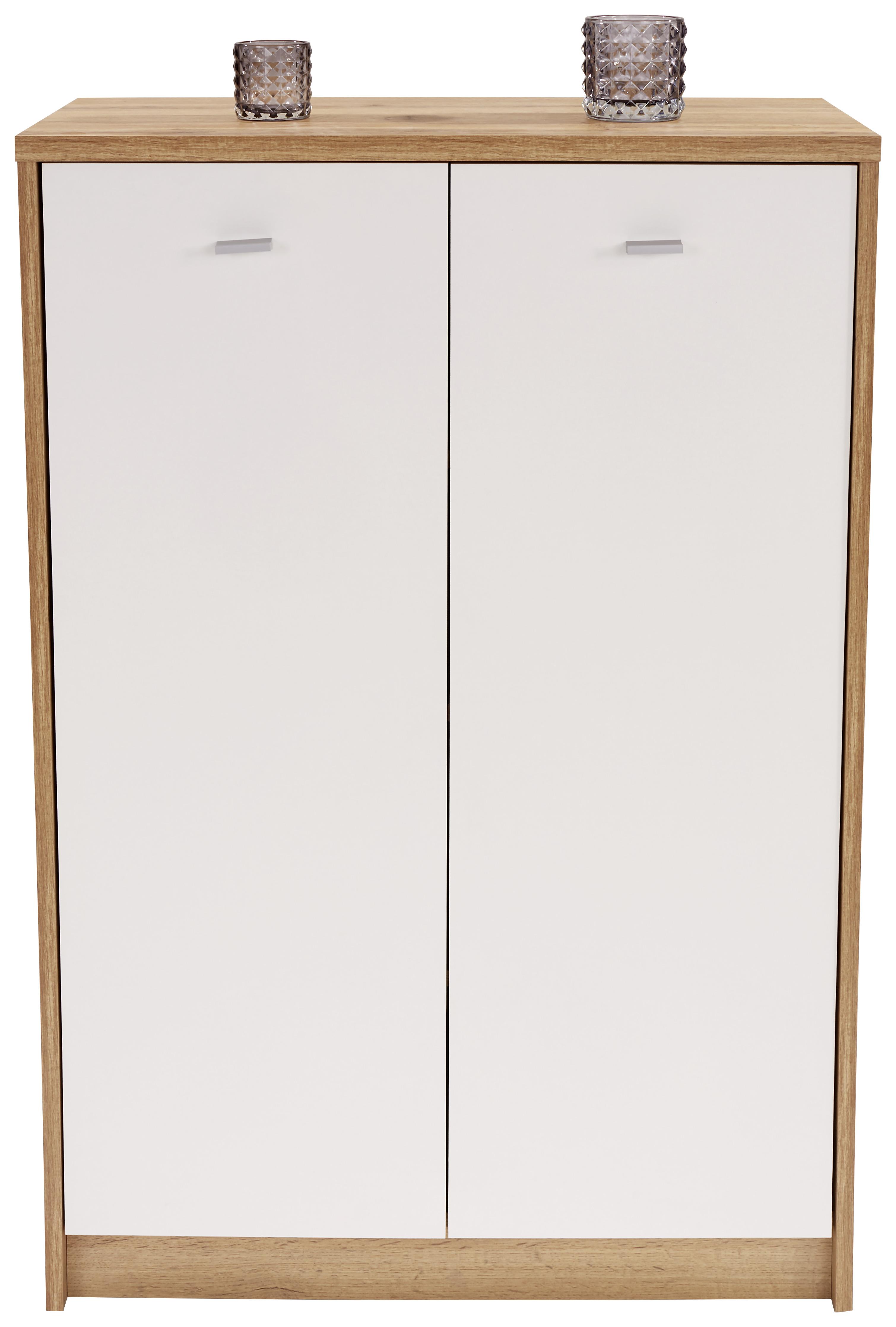 KOMODA 4-YOU NEW YUK07 - chromowy/biały, Modern, materiał drewnopochodny/tworzywo sztuczne (74/111,4/34,6cm)