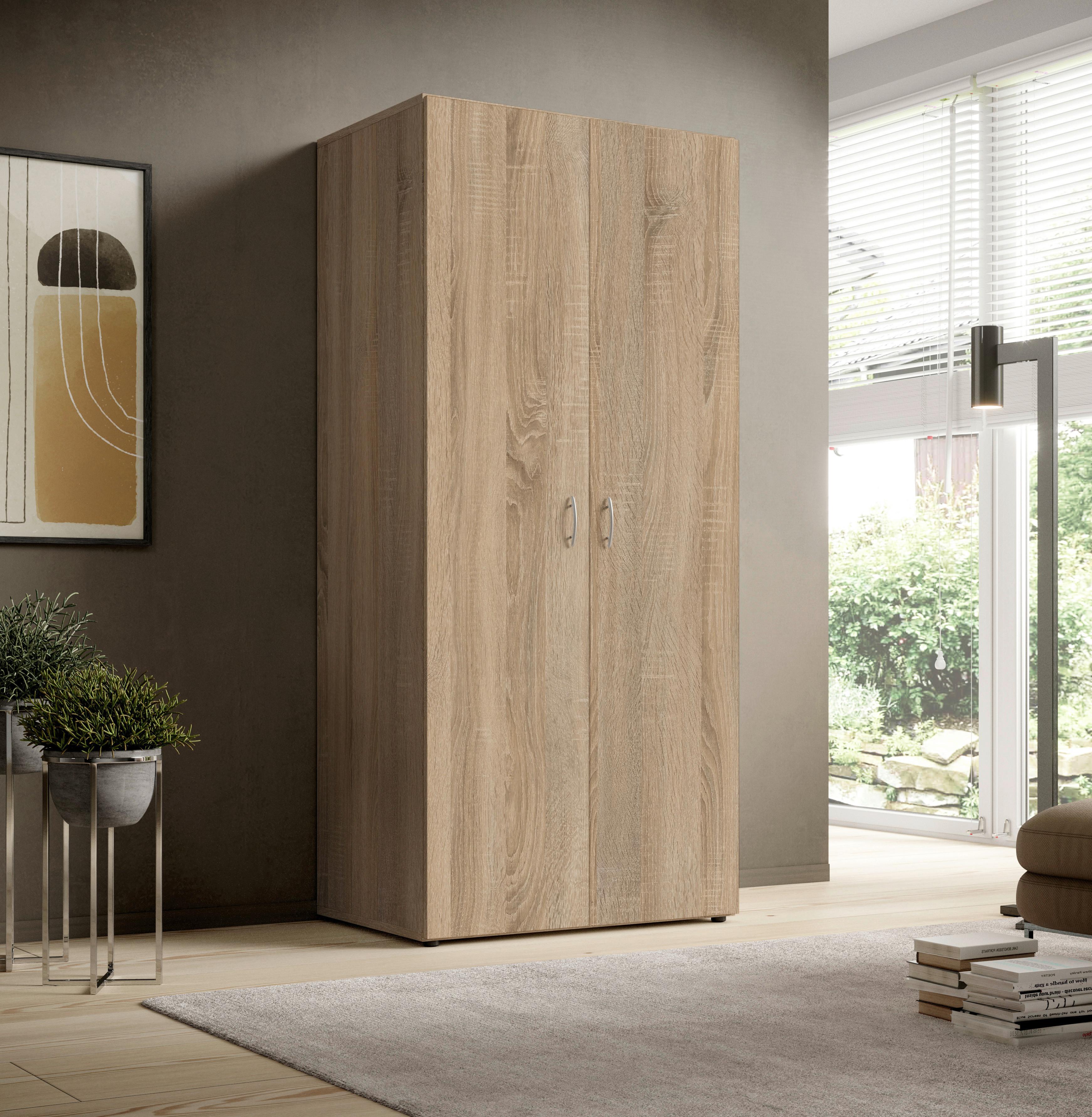 Kleiderschrank Joe Sonoma Eiche - Alufarben/Sonoma Eiche, KONVENTIONELL, Holzwerkstoff/Kunststoff (81/177/51cm) - Based