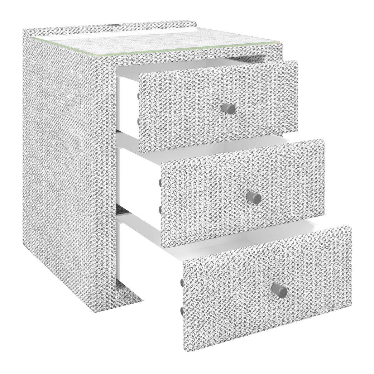 Nočna Omarica Brisbane, Sivobela - sivobela, Trend, umetna masa/steklo (49,5/56,5/46cm) - Premium Living