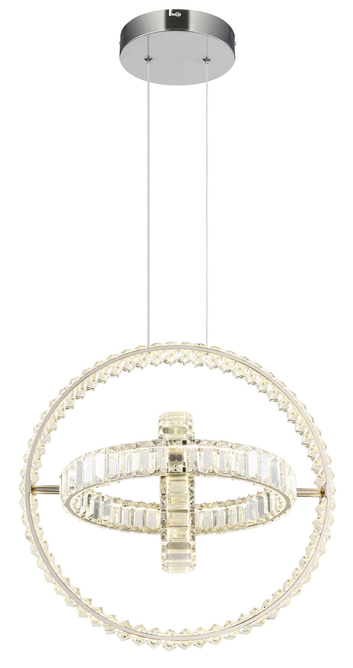 LED-HÄNGELEUCHTE 67339-115C NEIL - Klar/Chromfarben, Design, Glas/Metall (50/40/120cm) - Globo