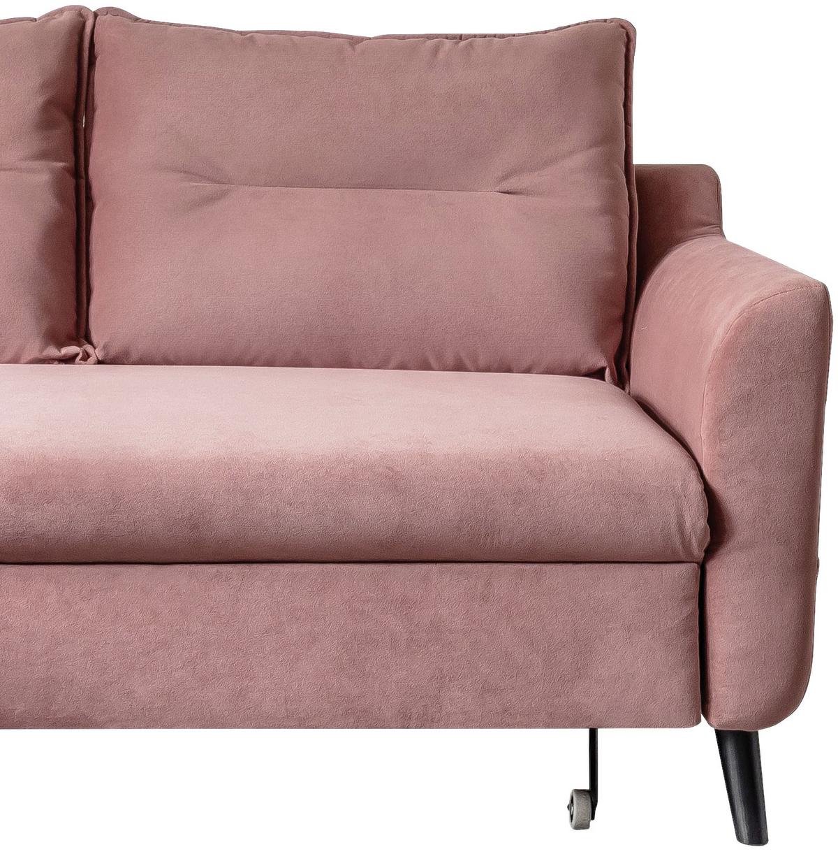 Eckschlafsofa in Altrosa ´STYLISH STAN´ - Altrosa/Schwarz, Basics, Holz/Textil (150/230cm) - MID.YOU
