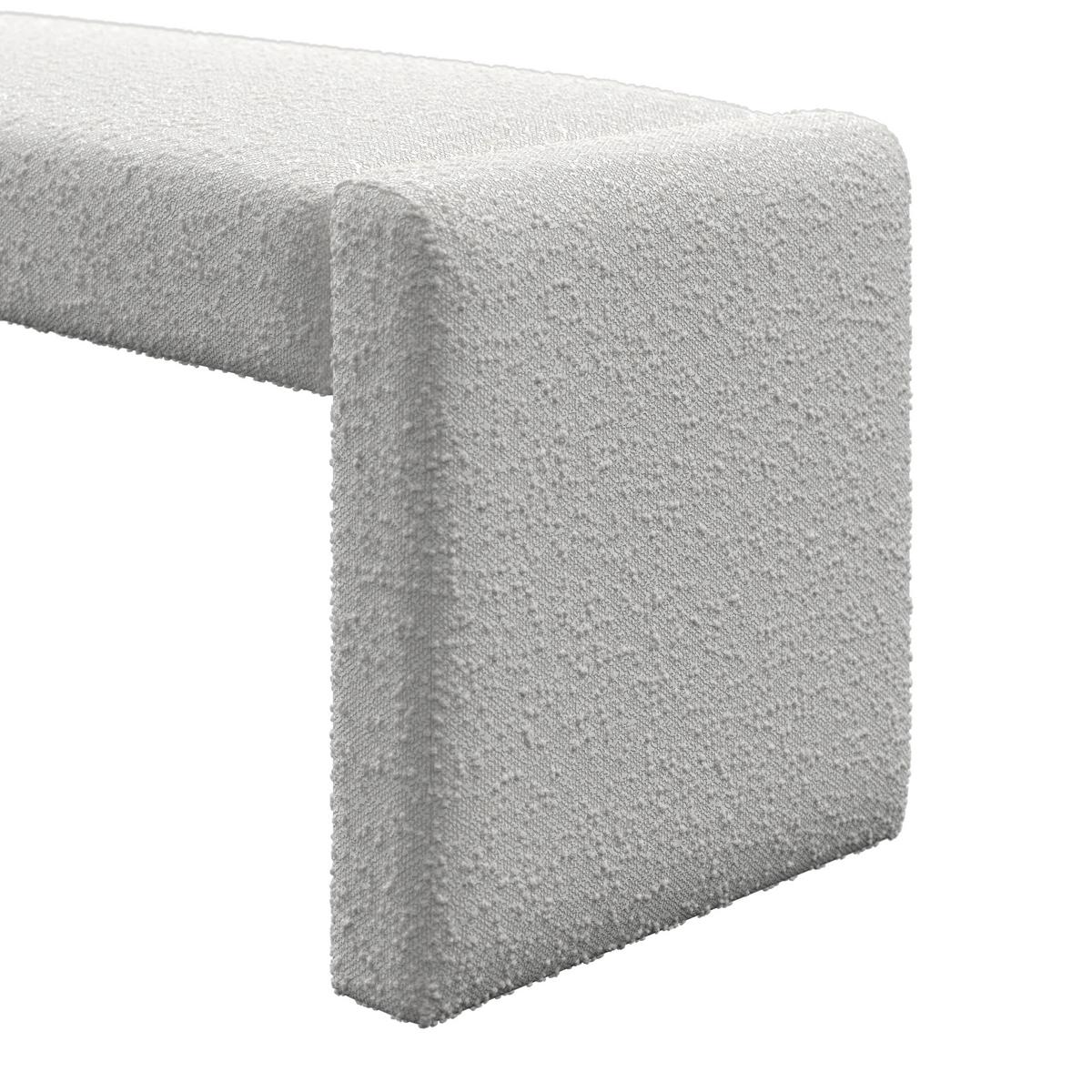 Sitzbank Andrea Weiß Bouclé Gepolstert - Weiß, MODERN, Holz/Textil (123/50/45cm) - Bessagi Home