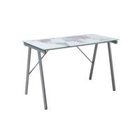 Schreibtisch mit Glasplatte Grau/Weiß ca. 113x58x73cm - Weiß/Grau, Design, Glas/Metall (113/58/73cm) - Livetastic
