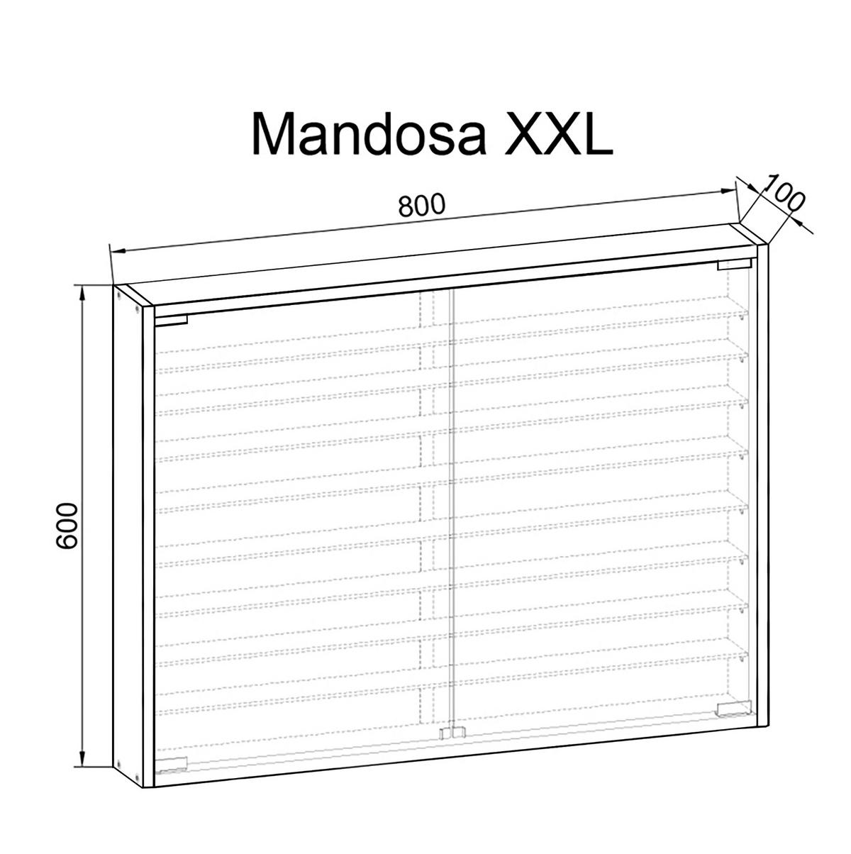 Viseča Vitrina Mandosa Xxl, Bela - črna/bela, Moderno, steklo/leseni material (80/60/10cm) - MID.YOU