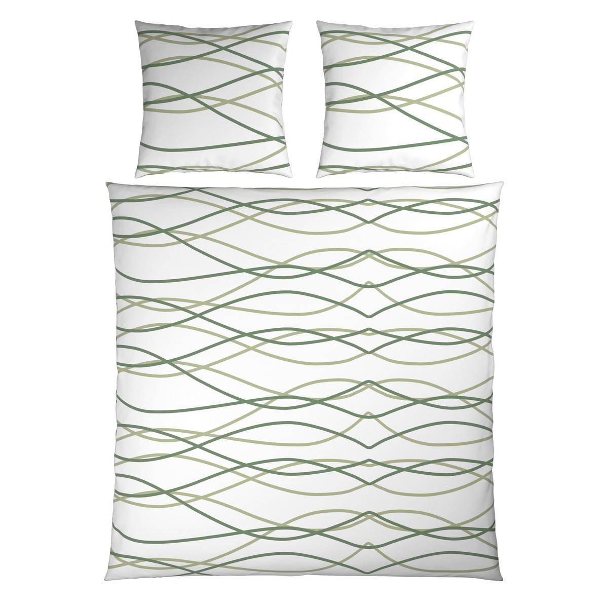 Bettwäsche Welle XL Weiß/Hellgrün ca. 200x200cm - Weiß/Hellgrün, MODERN, Textil (200/200cm) - Mömax