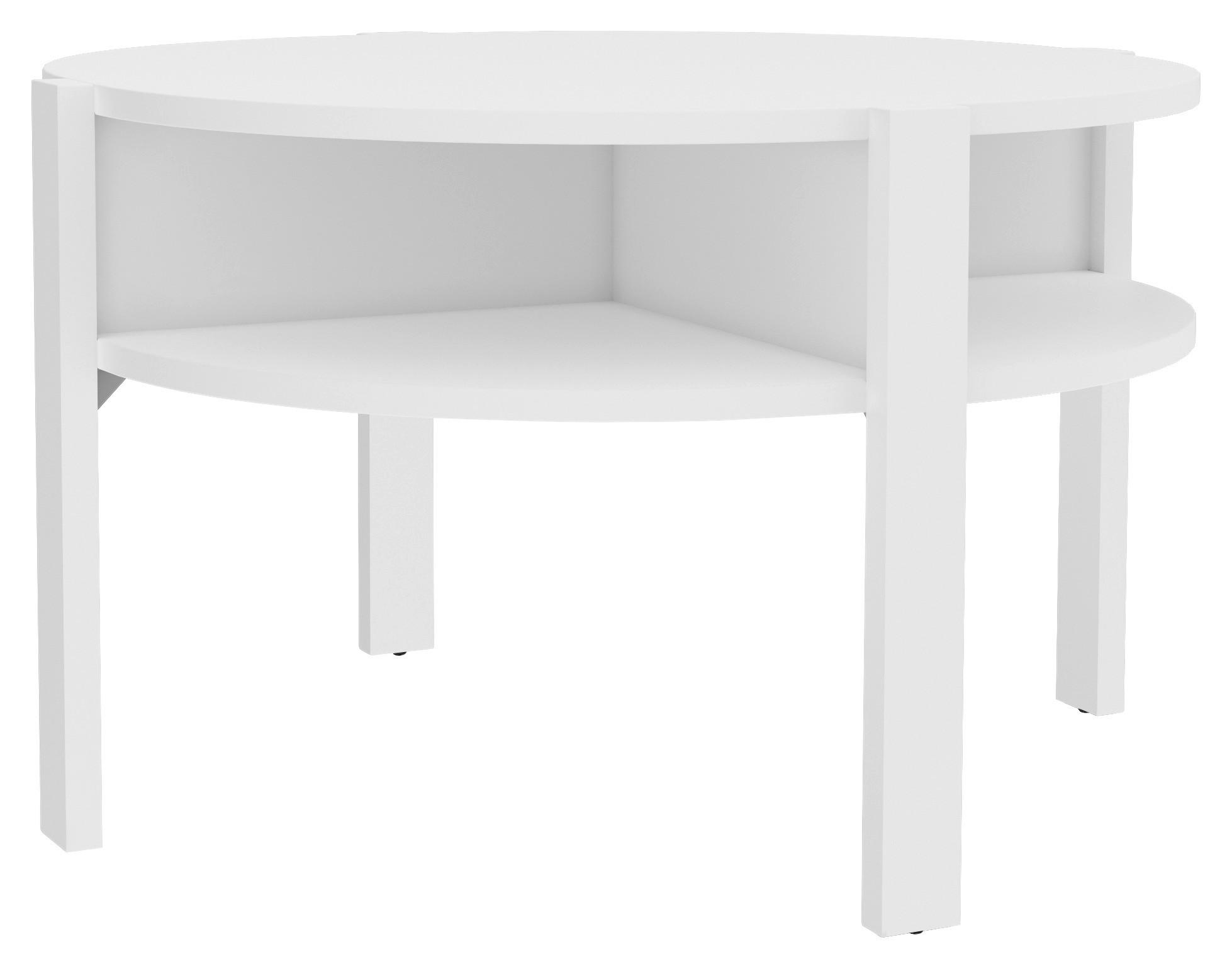Klubska Miza Tobago, Bela - bela, Romantika, leseni material (74,4/74,4/45,5cm) - Ti'me