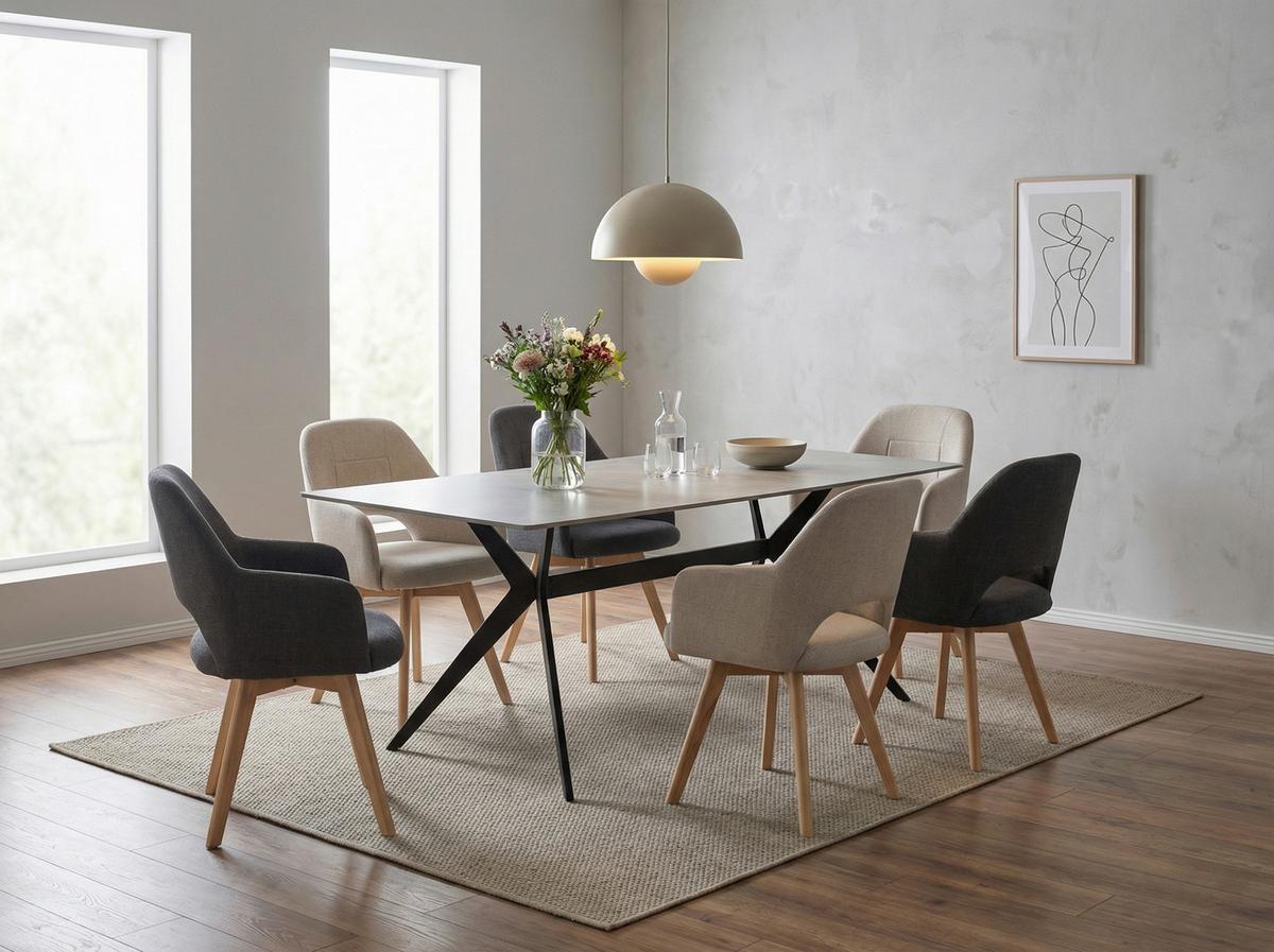 SESSELSET STADE S 2ER-SET - Anthrazit/Buchefarben, MODERN, Holz/Textil (57/88/61cm) - P & B
