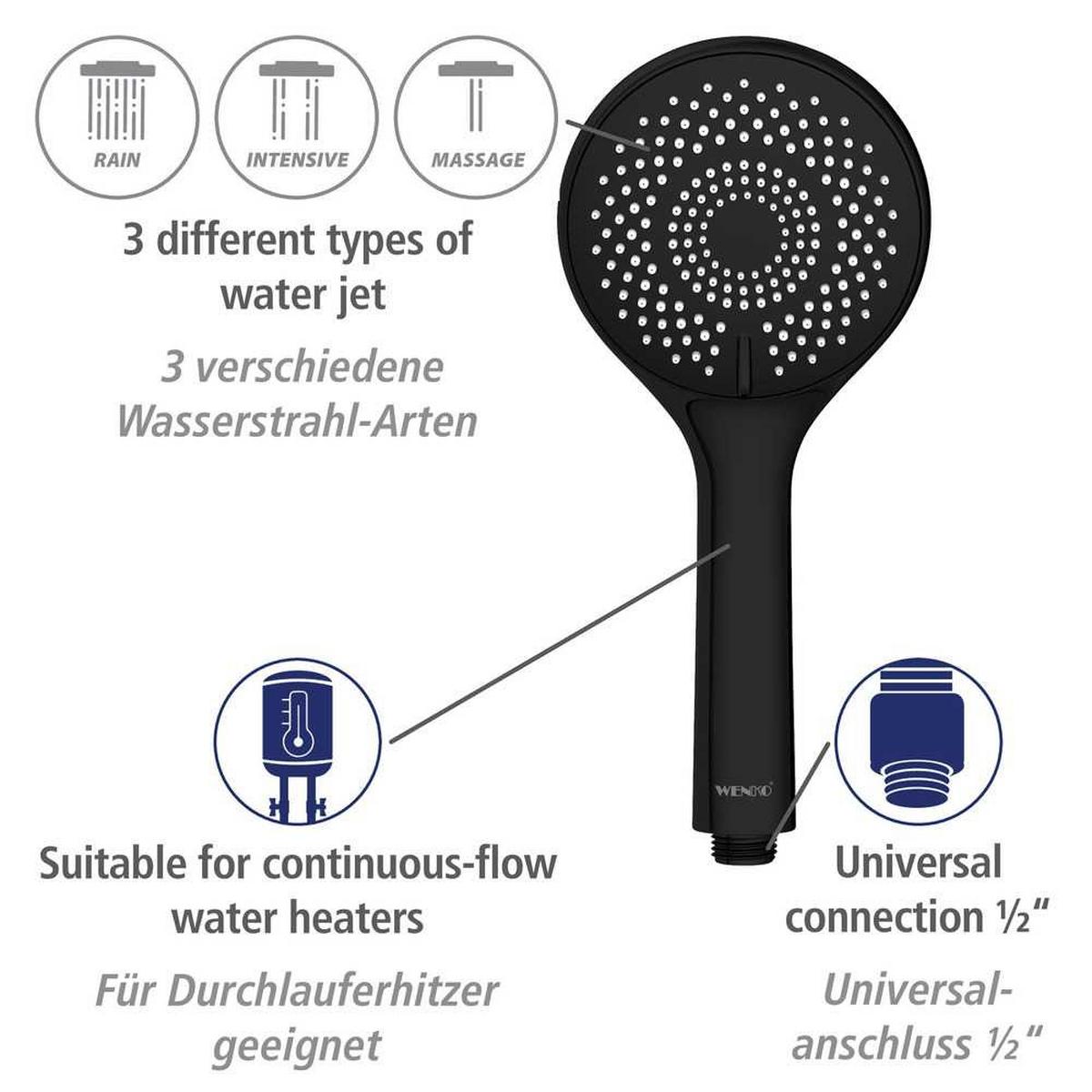 ZESTAW Z DESZCZOWNICĄ WATER SAVING - czarny, Basics, metal (22,5/75-120/27cm) - Wenko