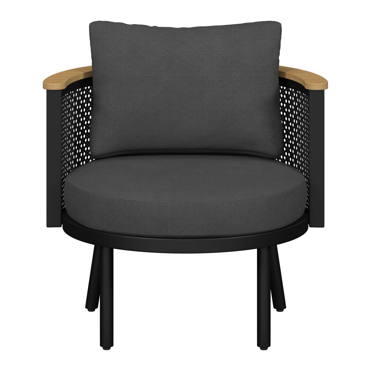 Garnitură grădină Lissa - gri închis/culoare lemn păr, Modern, plastic/metal - Bessagi Garden