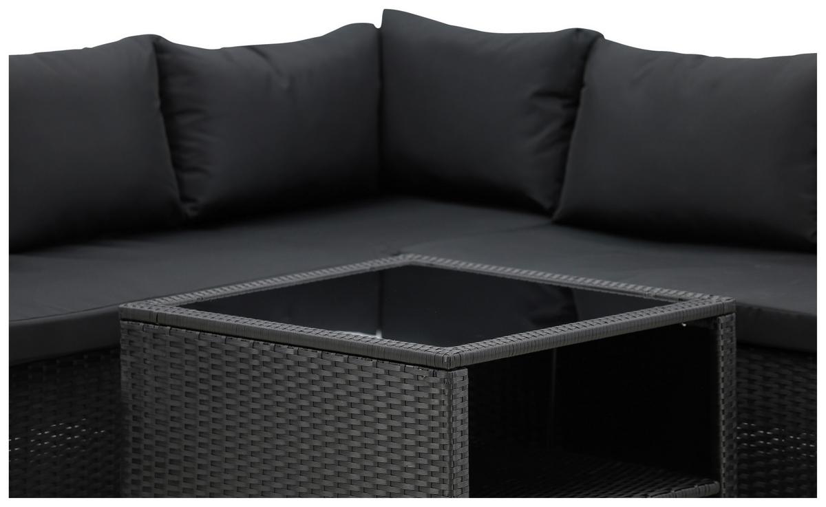 LOUNGEGARNITUR HAITI - Schwarz, KONVENTIONELL, Kunststoff - Gardenson