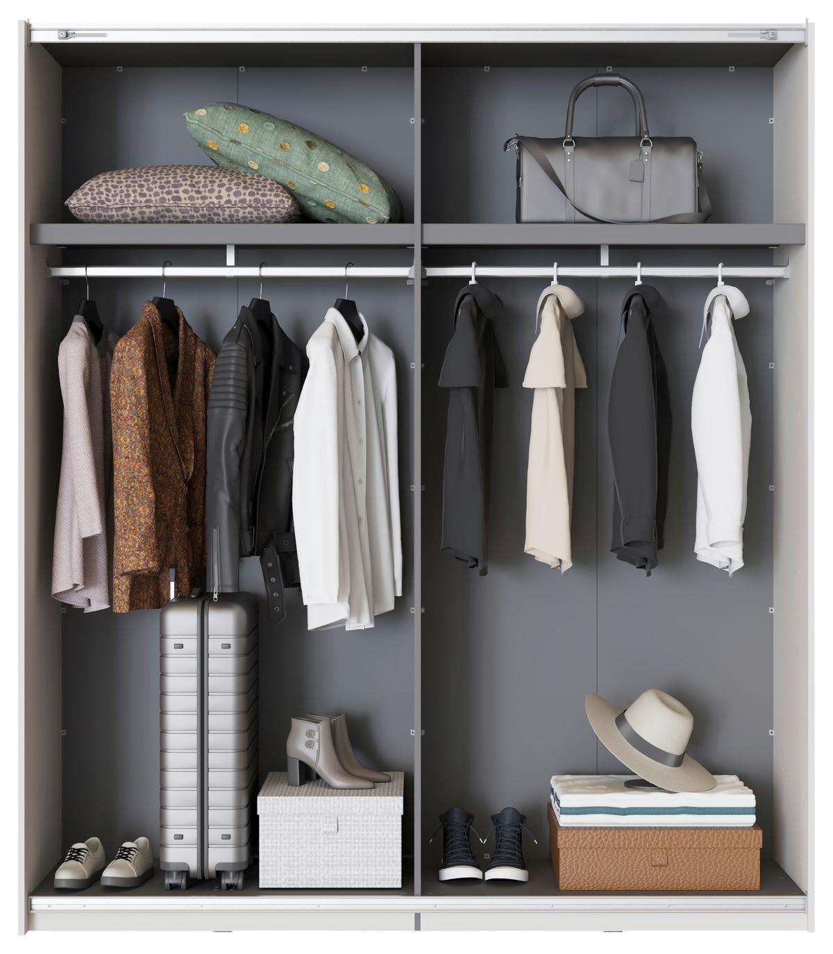 Schwebetürenschrank Gard Kaschmirfarben - Kaschmir/Schwarz, KONVENTIONELL, Holzwerkstoff/Metall (195/217/61cm) - Based