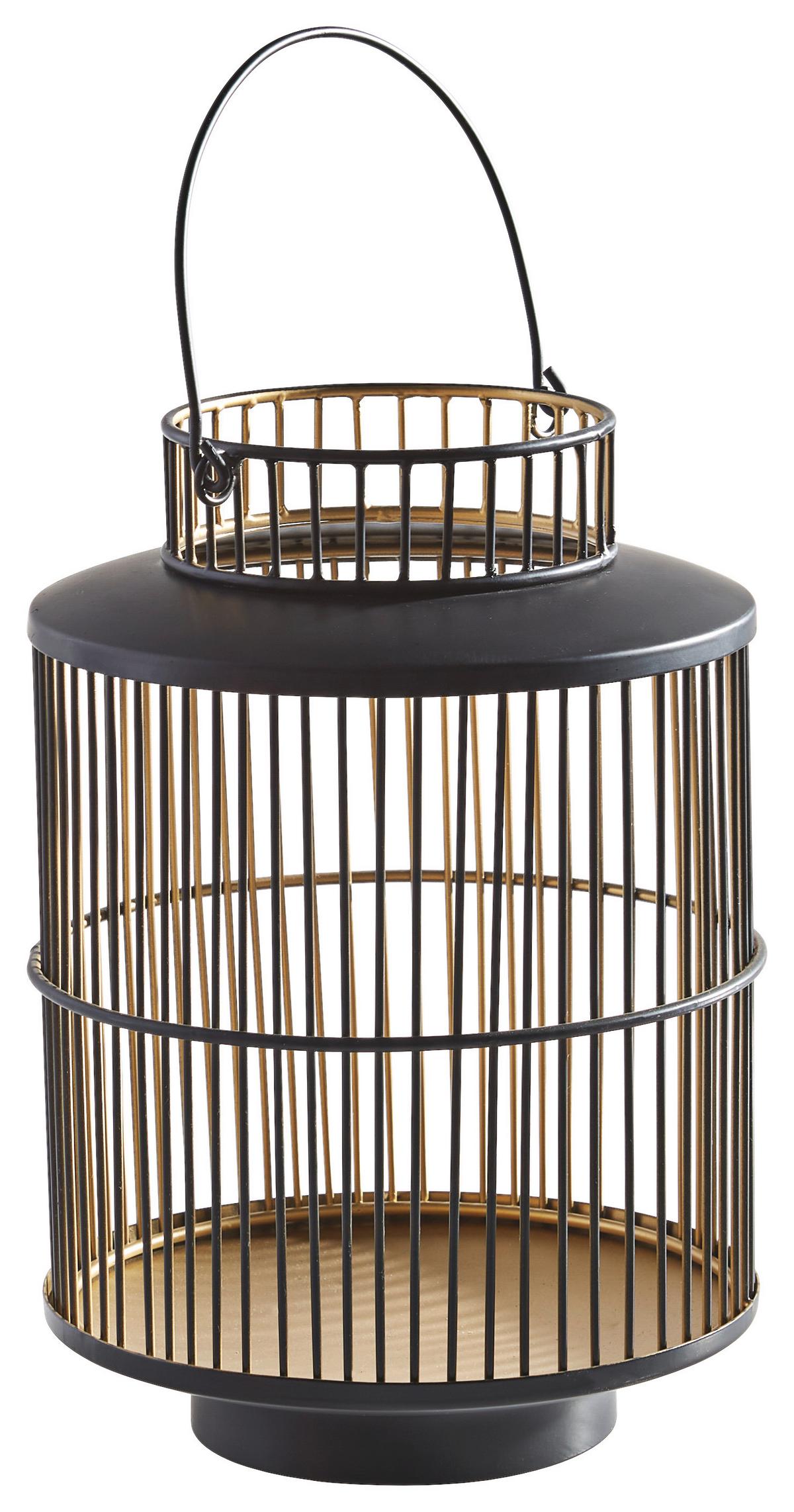 LATARNIA 32134C - czarny/kolor złoty, Design, metal (16/25cm) - Ambia Home