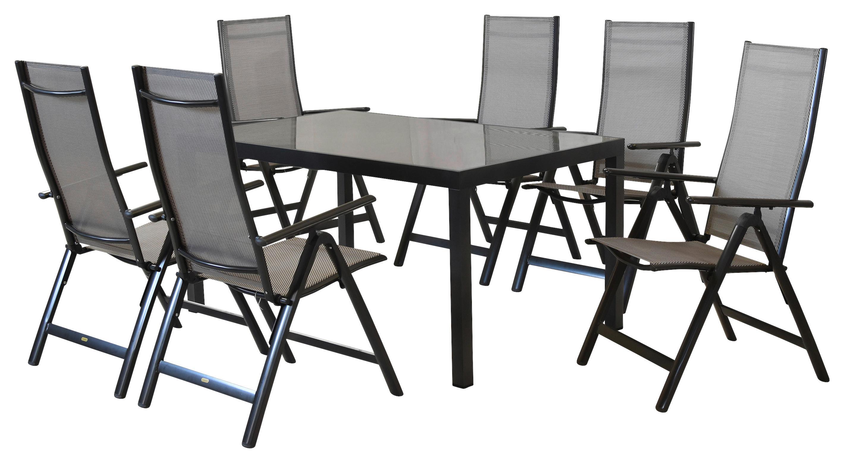 Vrtni Set Carrara, 7-Delni, Aluminij - siva/barve grafita, Moderno, kovina/tekstil - Gardenson