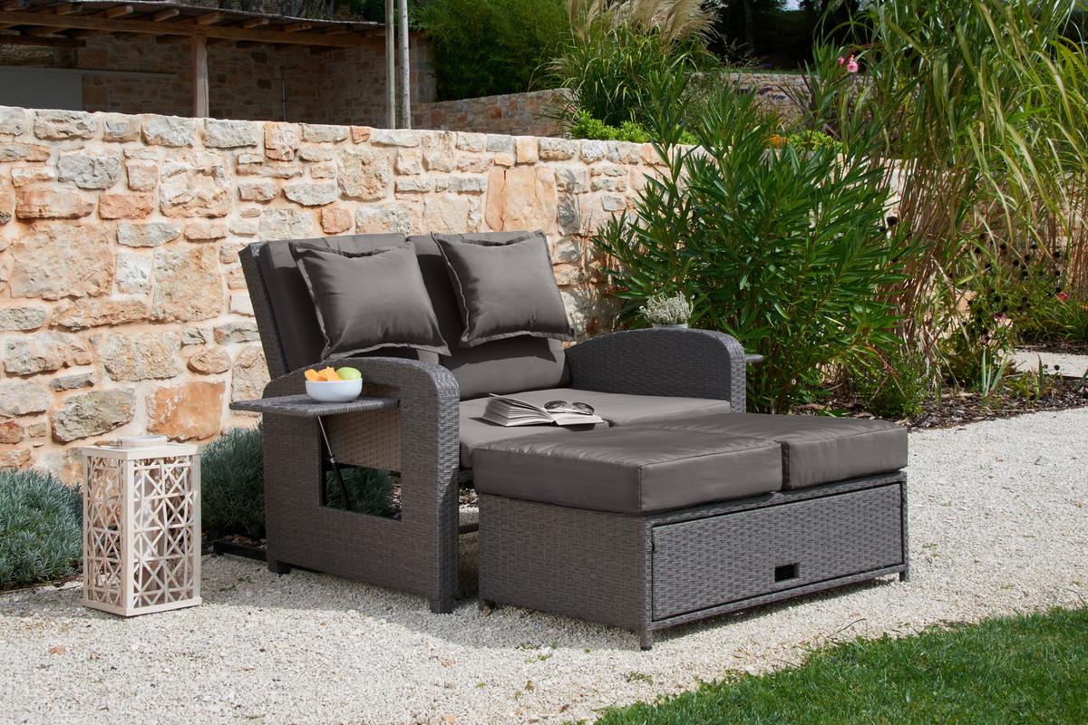 Vrtna Zofa Bahia Rondo, Rjava, Siva, Raztegljiva - siva/rjava, Moderno, kovina/umetna masa (117/95/74cm) - Greemotion