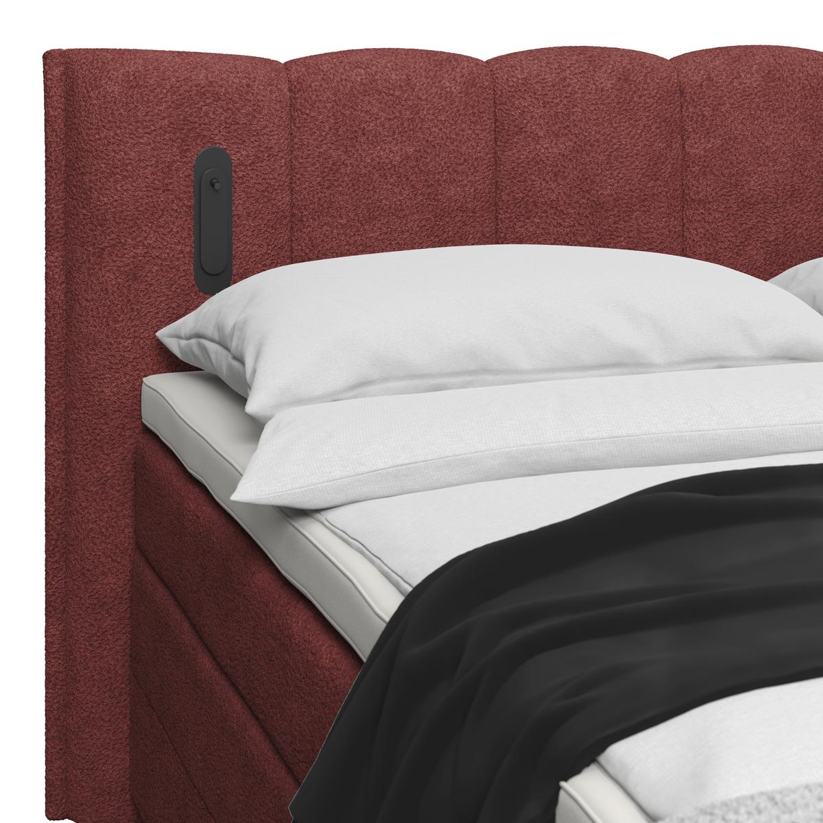 Boxspring Krevet Elysia - bordo/crna, Trend, drvni materijal/drvo (180/200cm) - Premium Living