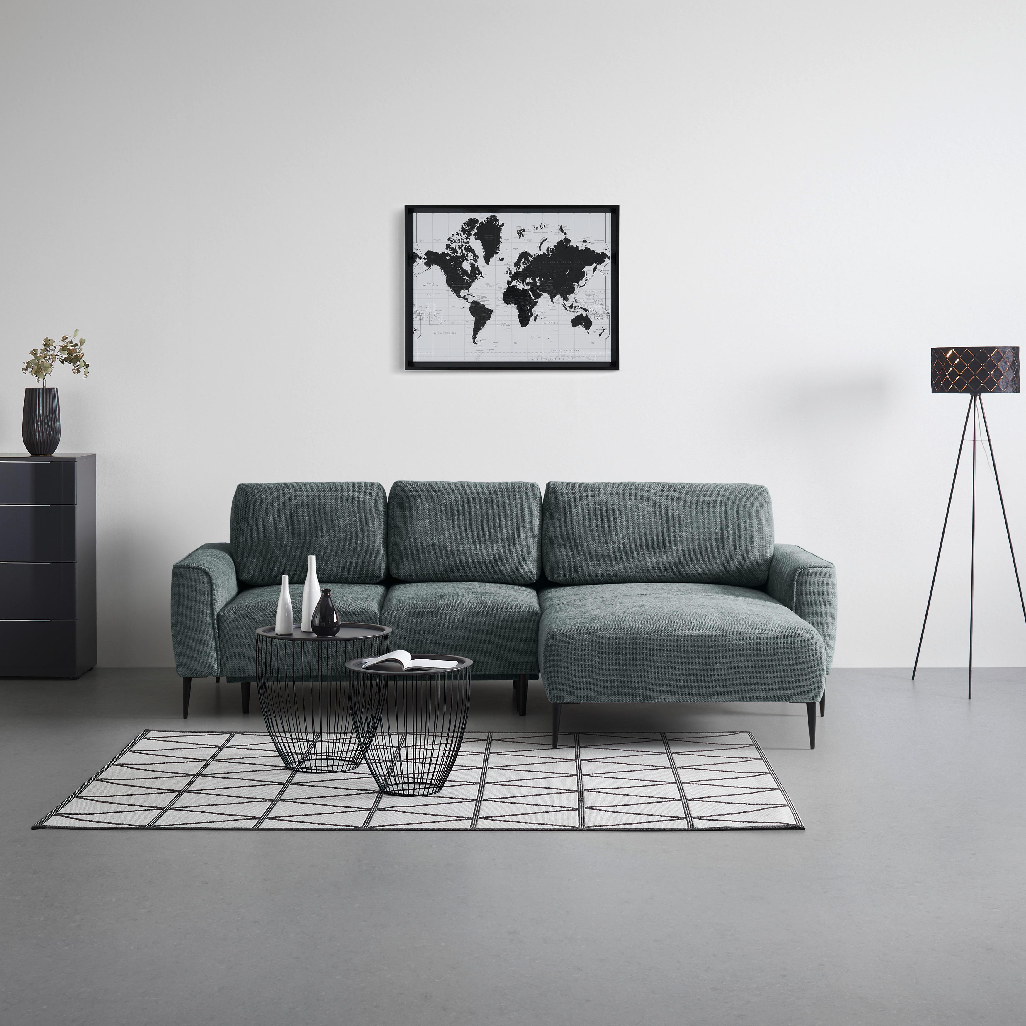 Ecksofa Custom Dunkelgrün - Dunkelgrün/Schwarz, MODERN, Textil/Metall (255/164cm) - Mömax