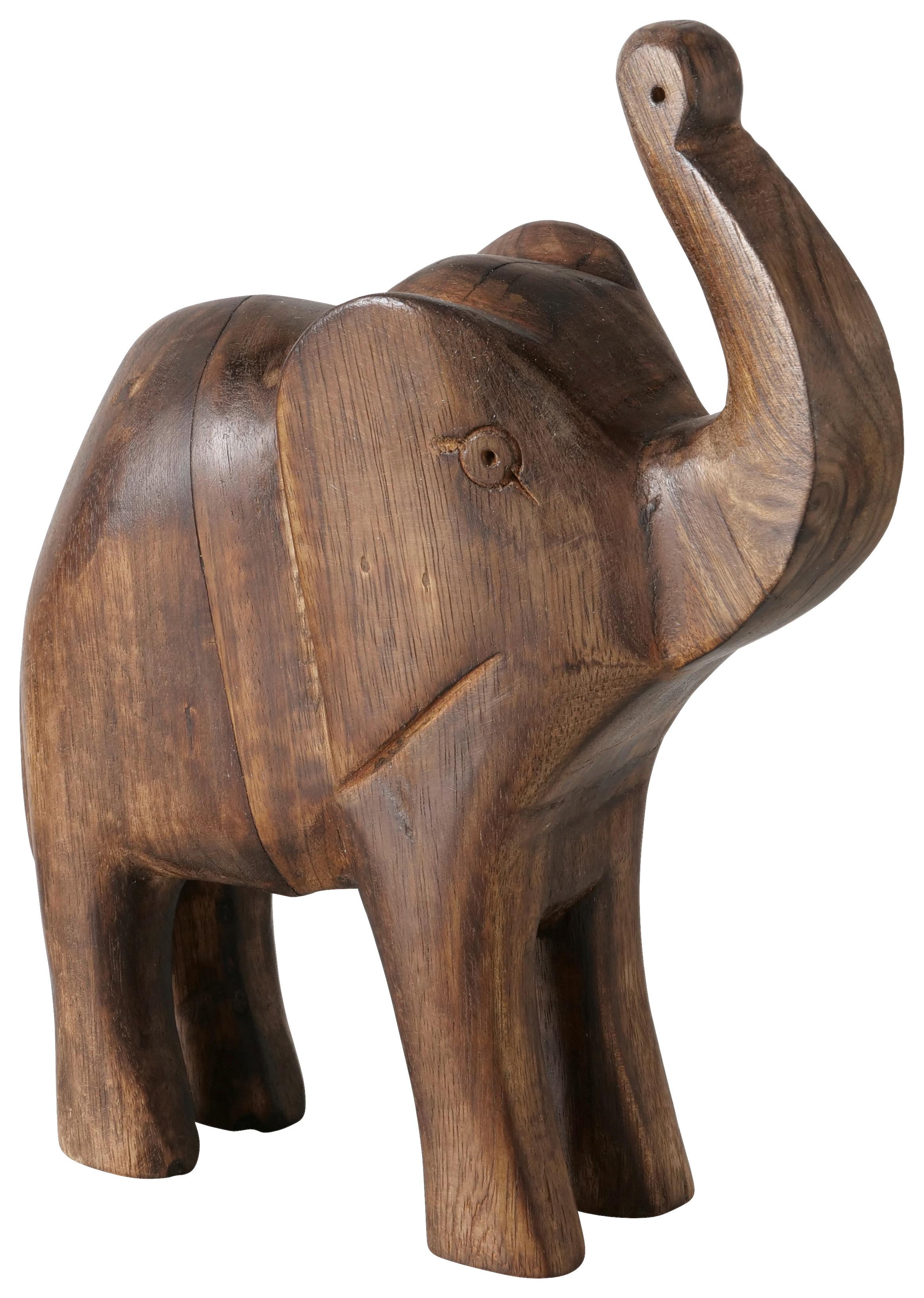 Dekoelefant Nolani II Dunkelbraun - Dunkelbraun, KONVENTIONELL, Holz (20/24,5/5,5cm) - Mömax