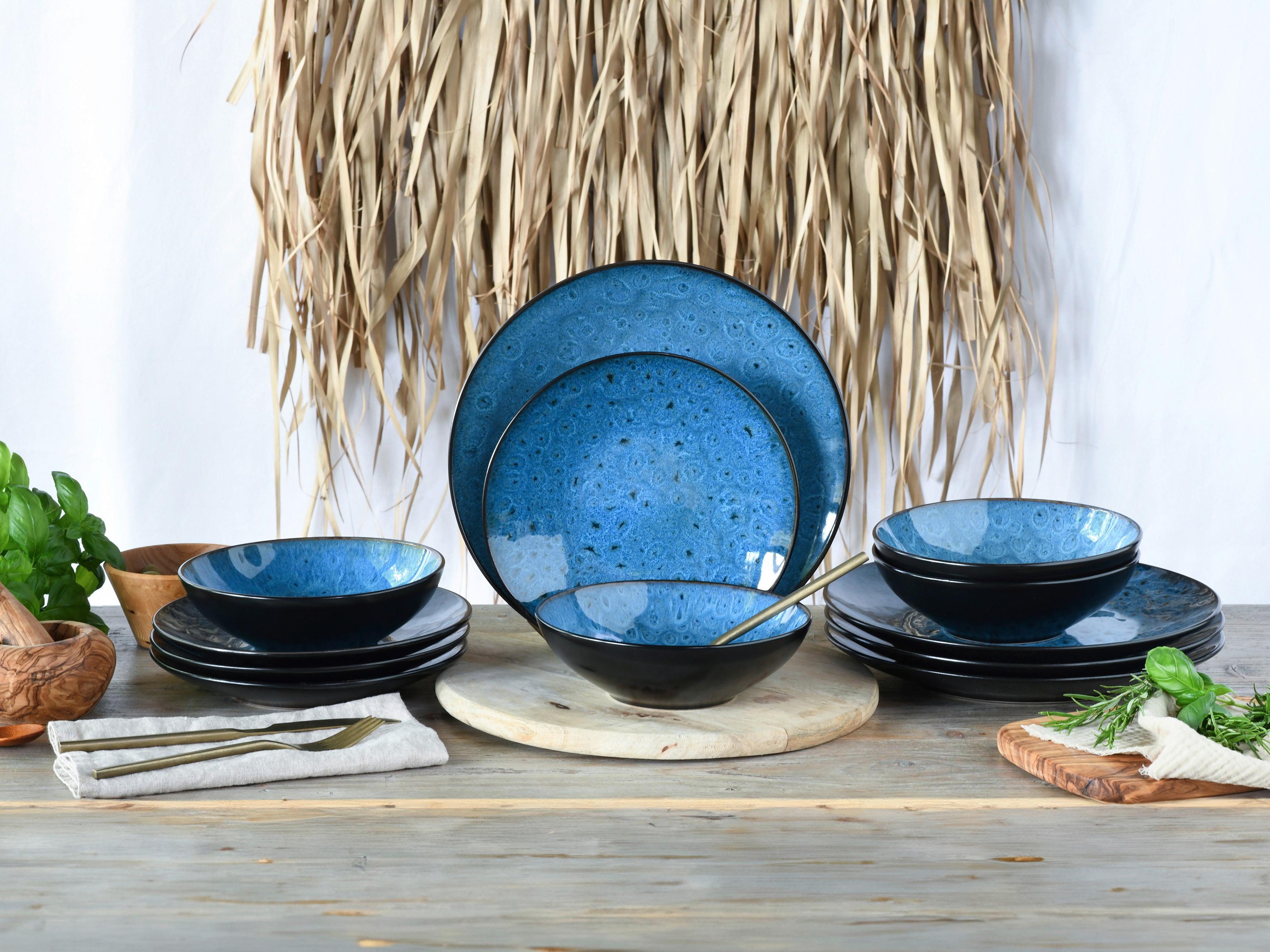 Jedilni Servis Capri Blue, 12-Delni - modra/barve petroleja, Basics, keramika - Creatable