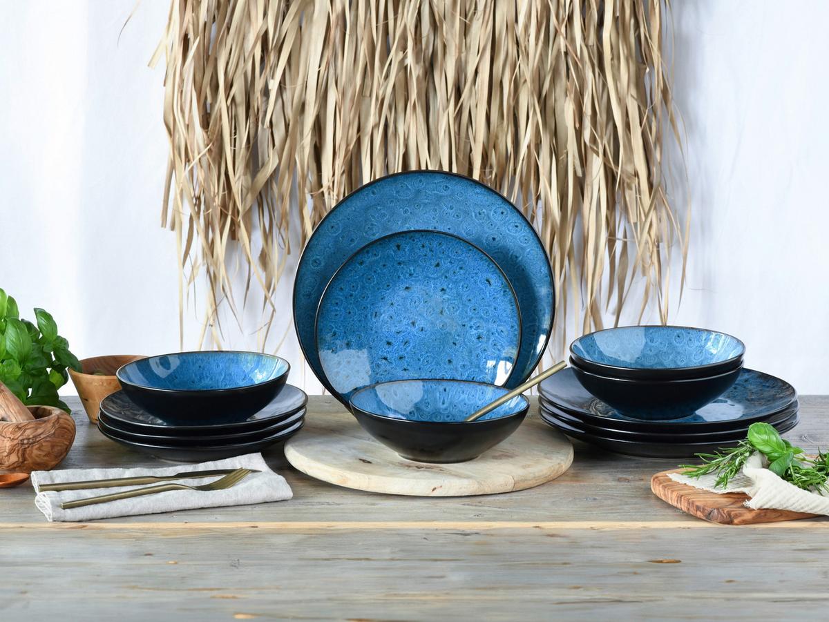 Jedilni Servis Capri Blue, 12-Delni - modra/barve petroleja, Basics, keramika - Creatable