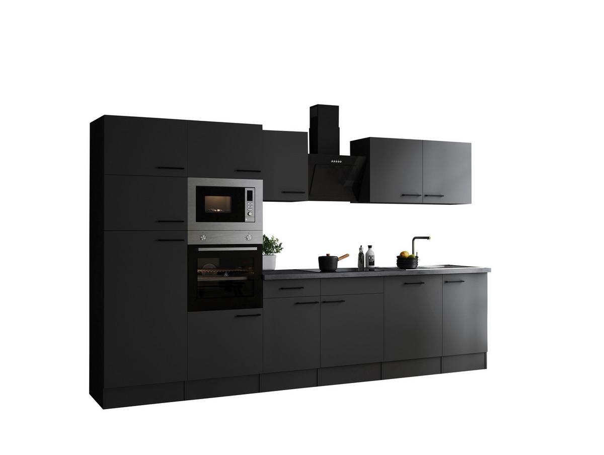 Kuhinjski Blok Z Aparati Oliver, 340cm - temno siva/črna, Design, kovina/leseni material (340cm) - Respekta