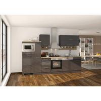 Küchenleerblock Mailand o. Geräte Graphitfarben - Silberfarben/Graphitfarben, MODERN, Glas/Holzwerkstoff (310cm) - Held