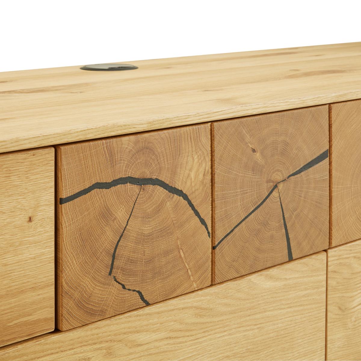 TV-Element in Wildeiche - Wildeiche/Schwarz, Modern, Holzwerkstoff/Metall (203/59/50cm) - Premium Living