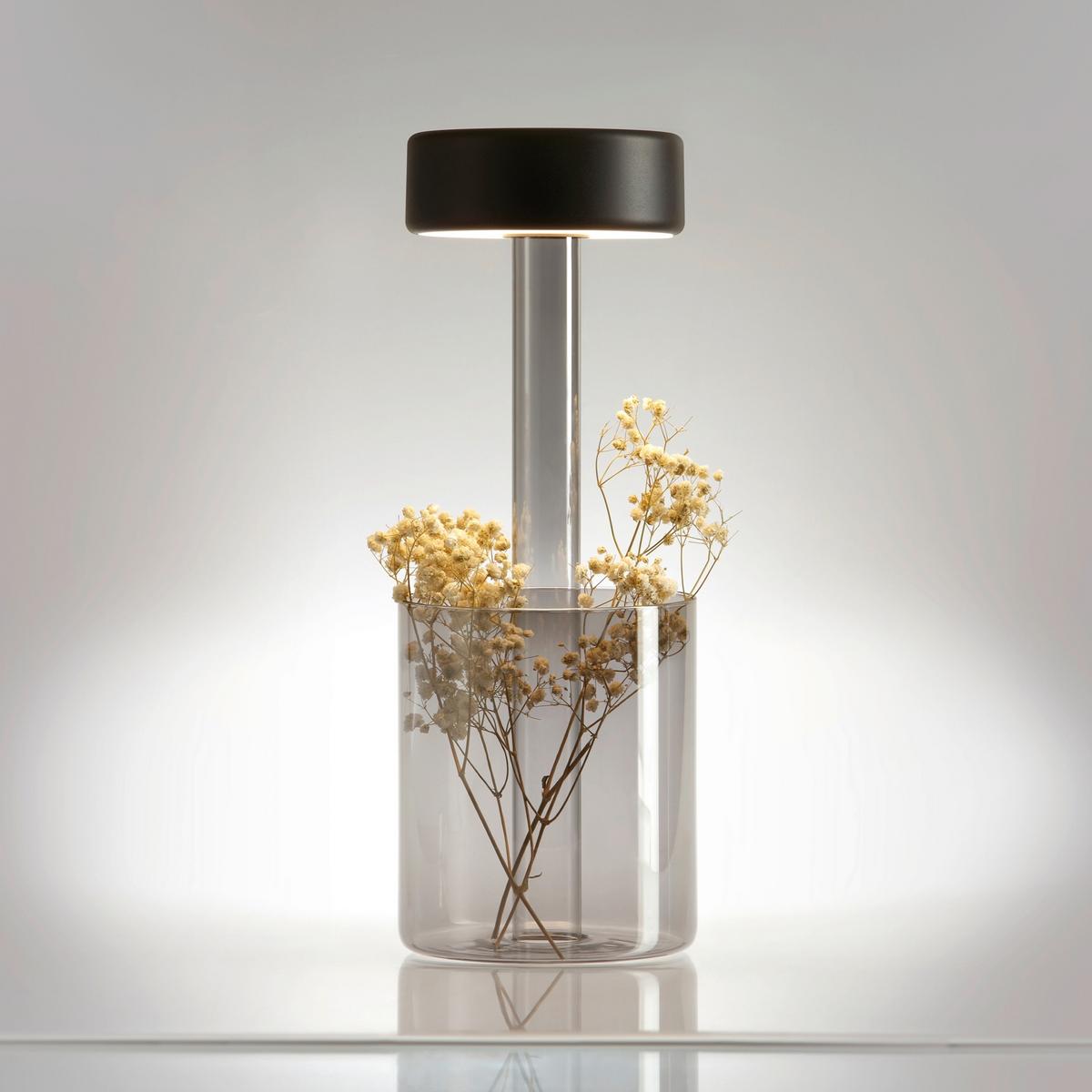 AKKU-TISCHLEUCHTE AI COLLABORATION - Transparent/Schwarz, Design, Glas/Metall (12/34,8cm) - MAYTONI