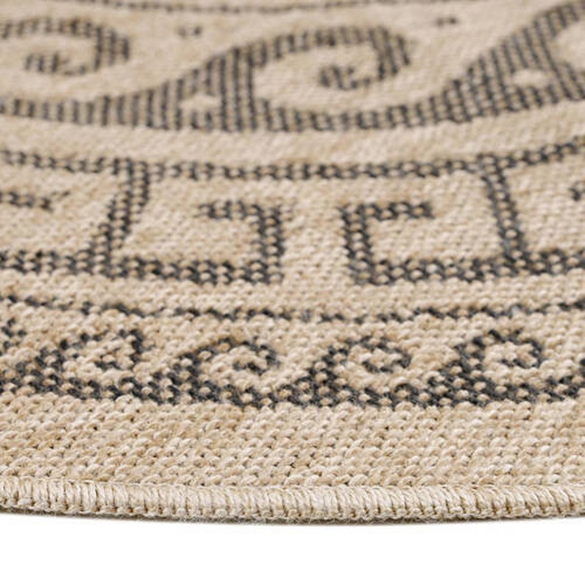 Zunanja Preproga Comilla, Ø 200cm, Bež - črna, Basics, tekstil (200/200cm) - Novel