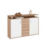 Comodă DRIFT - alb/culoare lemn stejar, Modern, material pe bază de lemn (132/88/34,6cm) - Modern Living