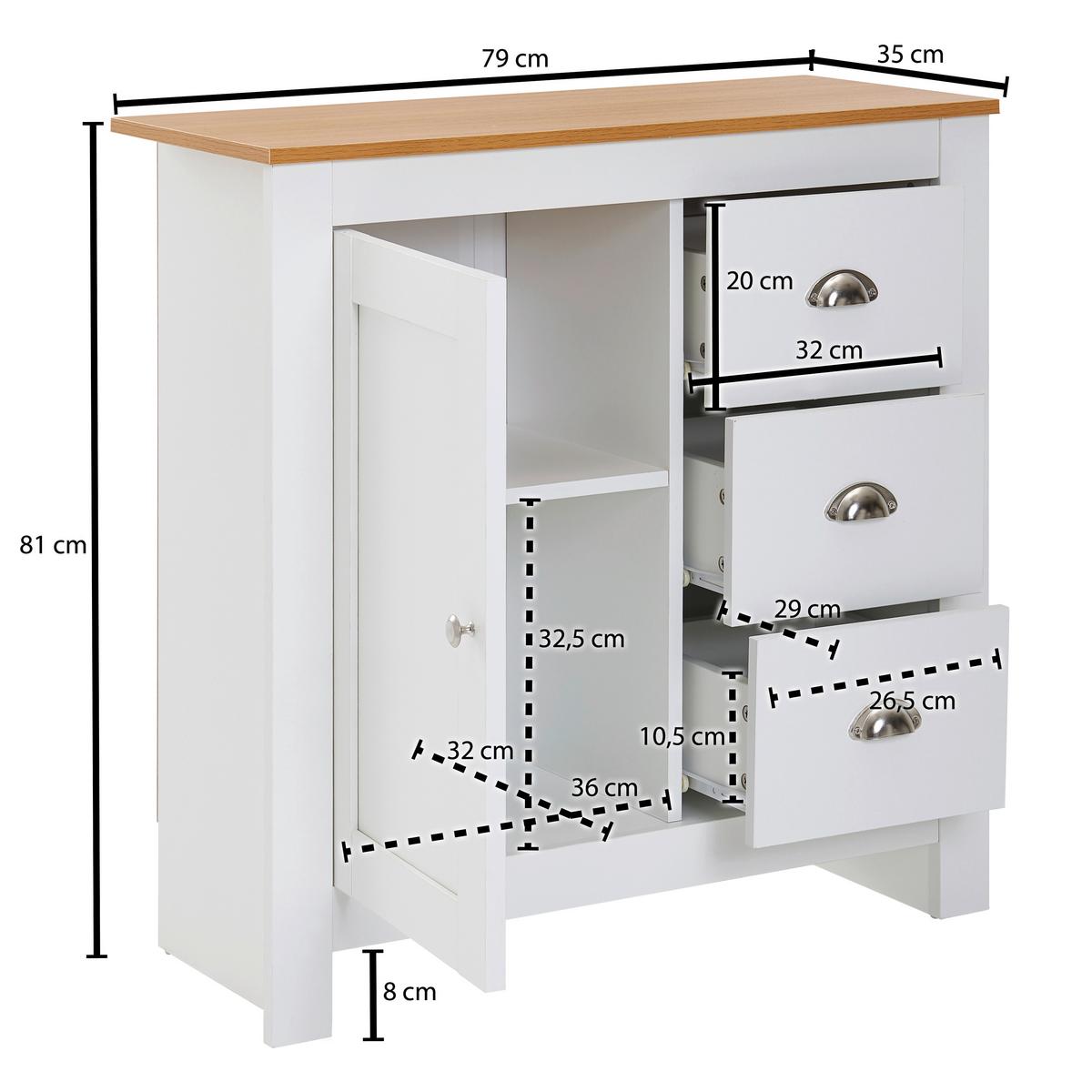 Komoda Wl6.384 - bela/rjava, Moderno, kovina/leseni material (79/81/35cm) - MID.YOU