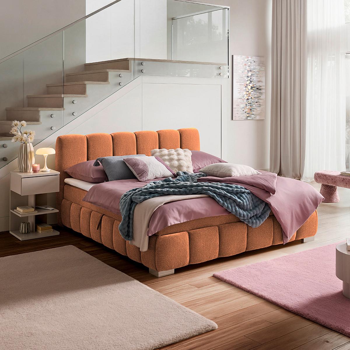 Boxbett Elaris Rostfarben ca. 160x200cm - Chromfarben/Rostfarben, KONVENTIONELL, Kunststoff/Textil (160/200cm) - Mömax