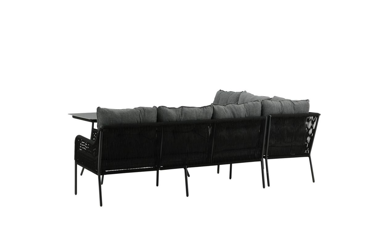 Dining-Loungeset Berlin ca. 173x196 cm Schwarz - Schwarz, KONVENTIONELL, Metall (173/196cm) - Gardenson