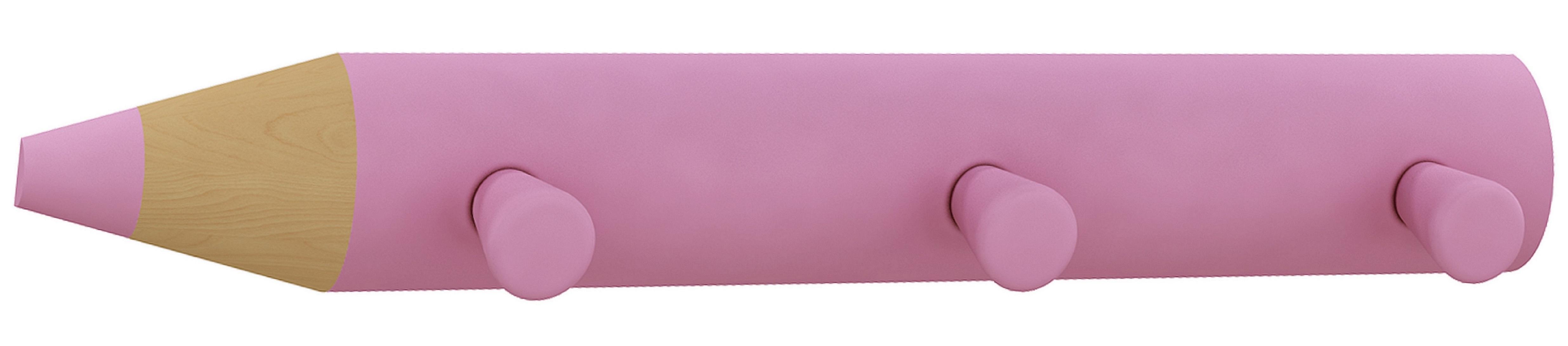 Hakenleiste Stifto Pink ca. 37x5x6 cm - Pink, Design, Holzwerkstoff (37/5/6cm) - MID.YOU