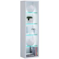 Stenski Regal Rasito L, Bela - bela, Design, steklo/leseni material (21/77/14cm) - MID.YOU