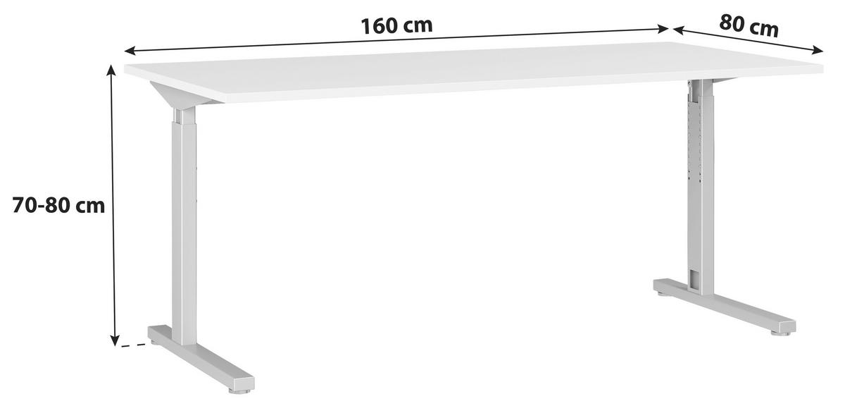 SCHREIBTISCH GW-PROFI 2.0 - Eichefarben/Schwarz, KONVENTIONELL, Holzwerkstoff/Metall (160/70/80cm) - Germania