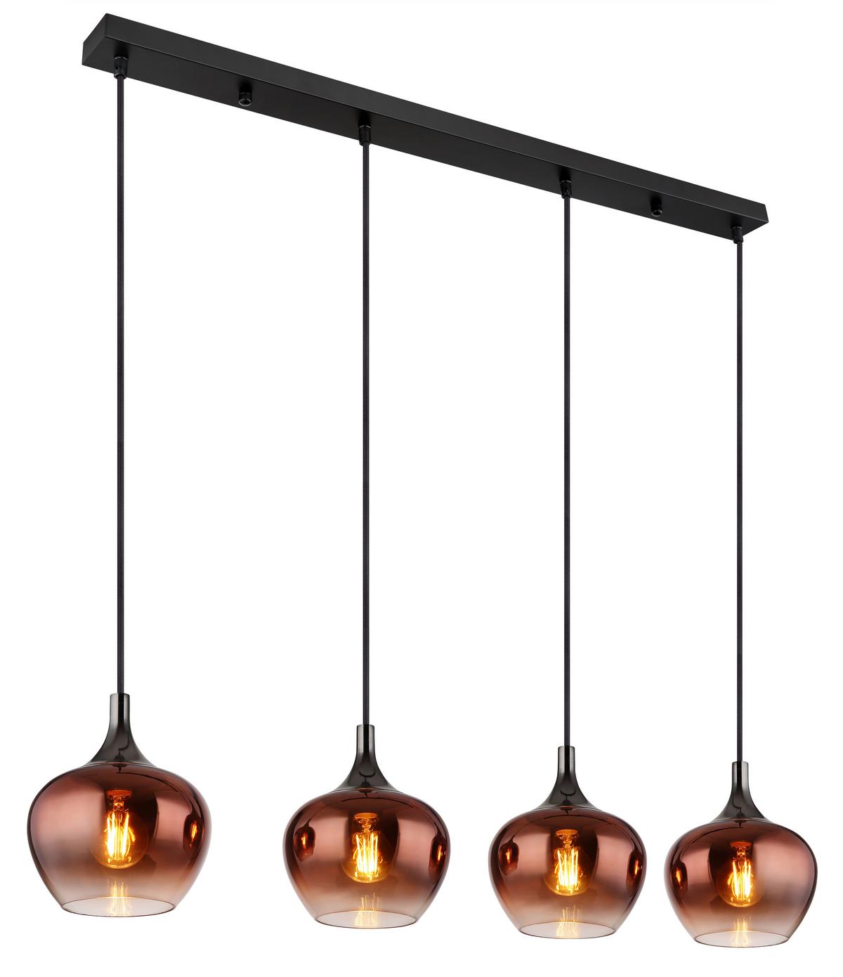 HÄNGELEUCHTE 15548-4HG MAXY - Klar/Schwarzchrom, Design, Glas/Textil (100/18/120cm) - Globo