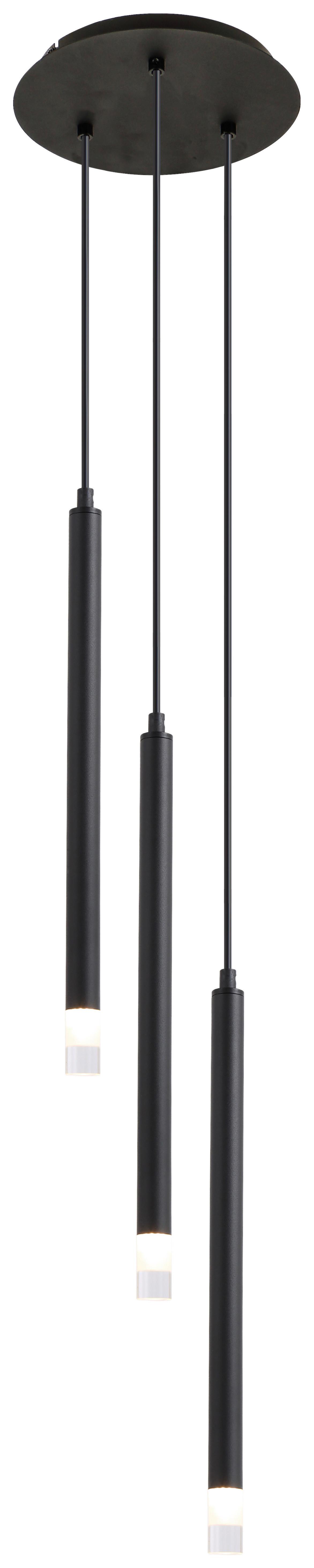 Hängeleuchte Simpl Klar/Schwarz max. 4 Watt - Klar/Schwarz, MODERN, Kunststoff/Metall (24/120cm) - Mömax