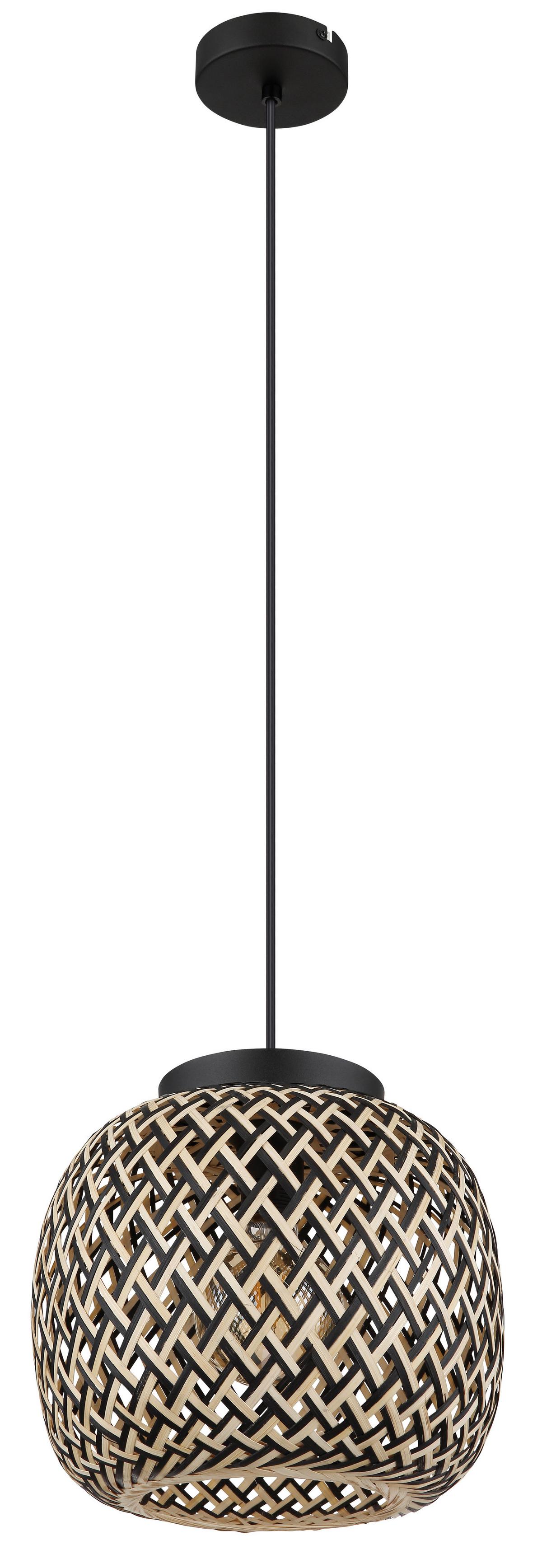 Viseča Svetilka 15766h1 Colly - črna/naravne barve, Natur, kovina/umetna masa (30/120cm) - Globo