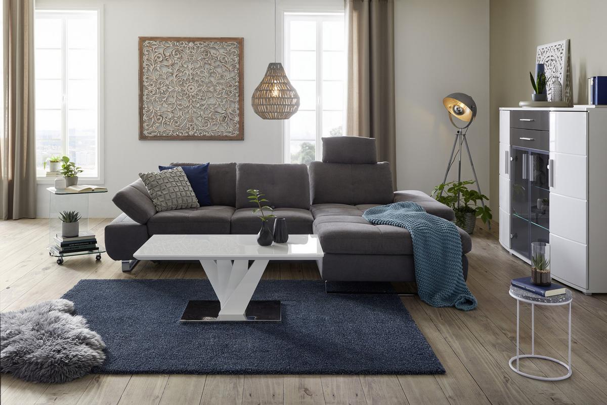 Nackenstütze in Grau - Dunkelgrau, Textil/Metall (52cm) - Premium Living