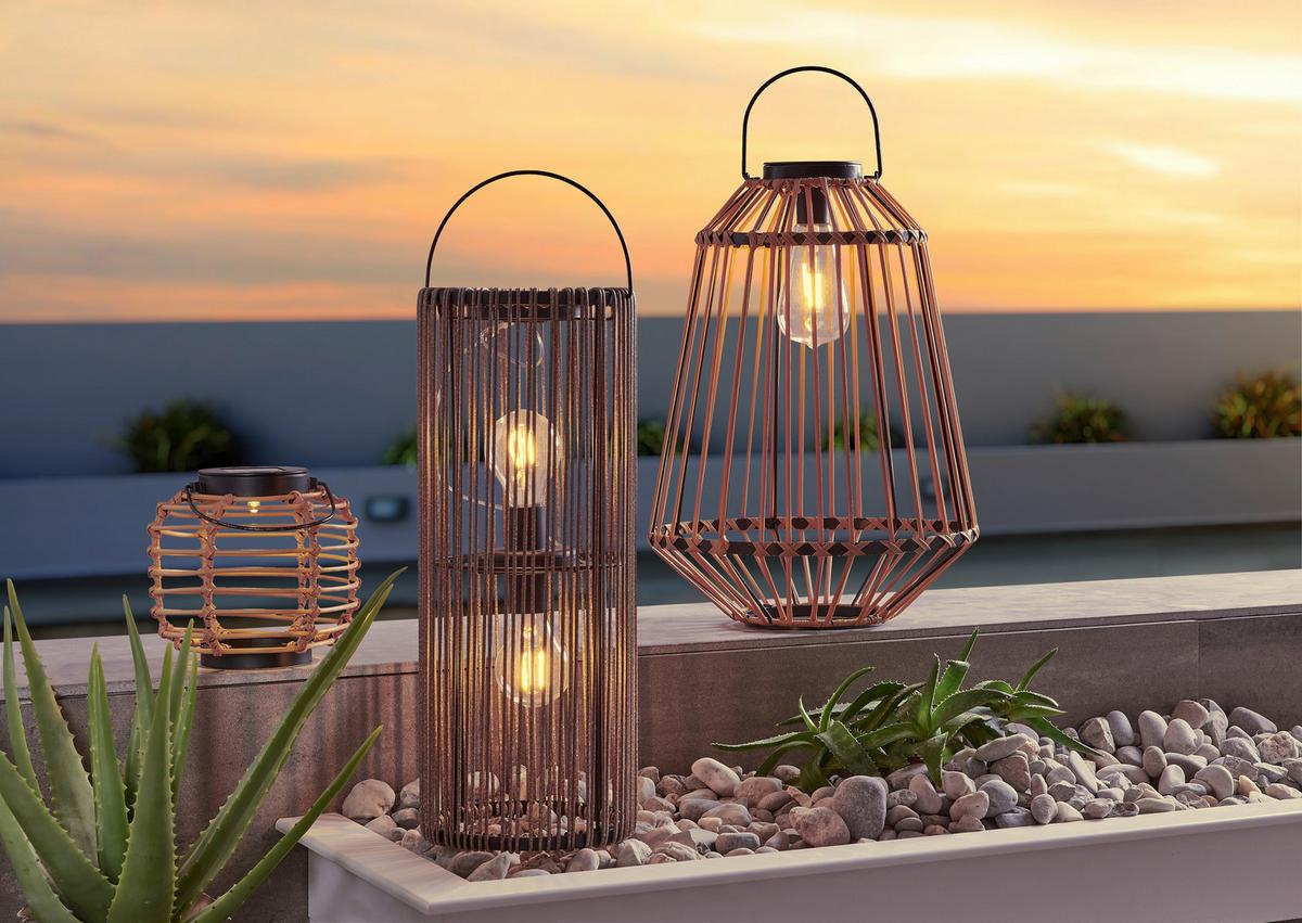 Solarleuchte Zale max. 0,06 Watt - Schwarz/Naturfarben, MODERN, Kunststoff/Metall (15,5/15-21,5cm) - Modern Living