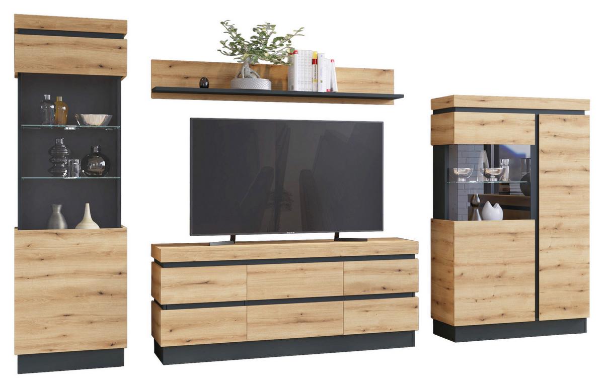 Tv Komoda Corte - siva/boje hrasta, Trend, drvni materijal/plastika (160,8/68/45cm) - Modern Living