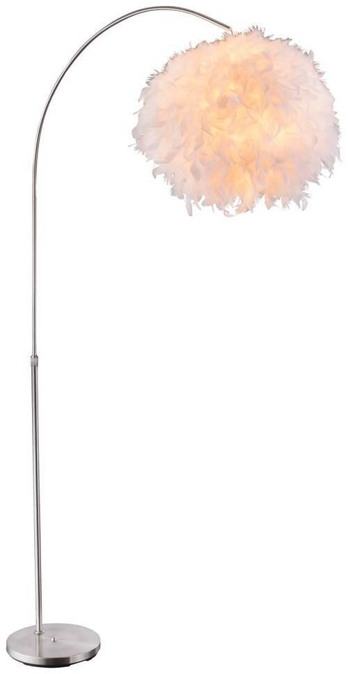 Stehleuchte Katunga max. 40 Watt - Weiß/Nickelfarben, Basics, Textil/Metall (96/45/196cm) - Globo