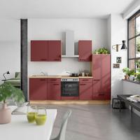 Küchenblock Easytouch Low m. Geräten Dunkelrot - Eichefarben/Schwarz, MODERN, Holzwerkstoff/Metall (270cm) - Nobilia