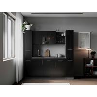 Küchenblock Oliver m. Geräten Schwarz - Schwarz/Grau, Trend, Holzwerkstoff/Metall (205cm) - Respekta