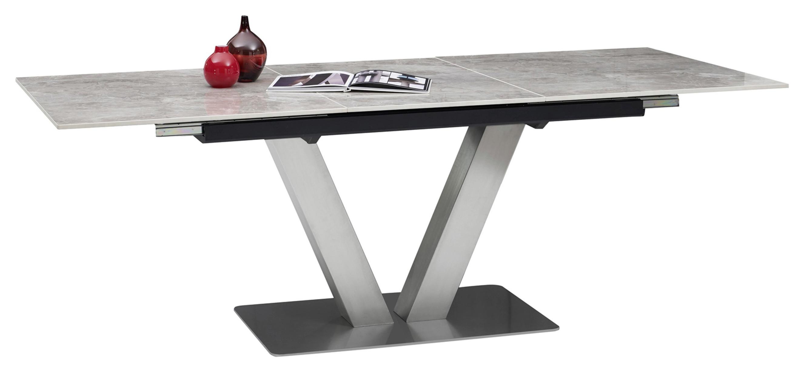Kihúzható Asztal Joris - Króm/Antracit, modern, Faalapú anyag/Kerámia (160-220/76/90cm) - Modern Living