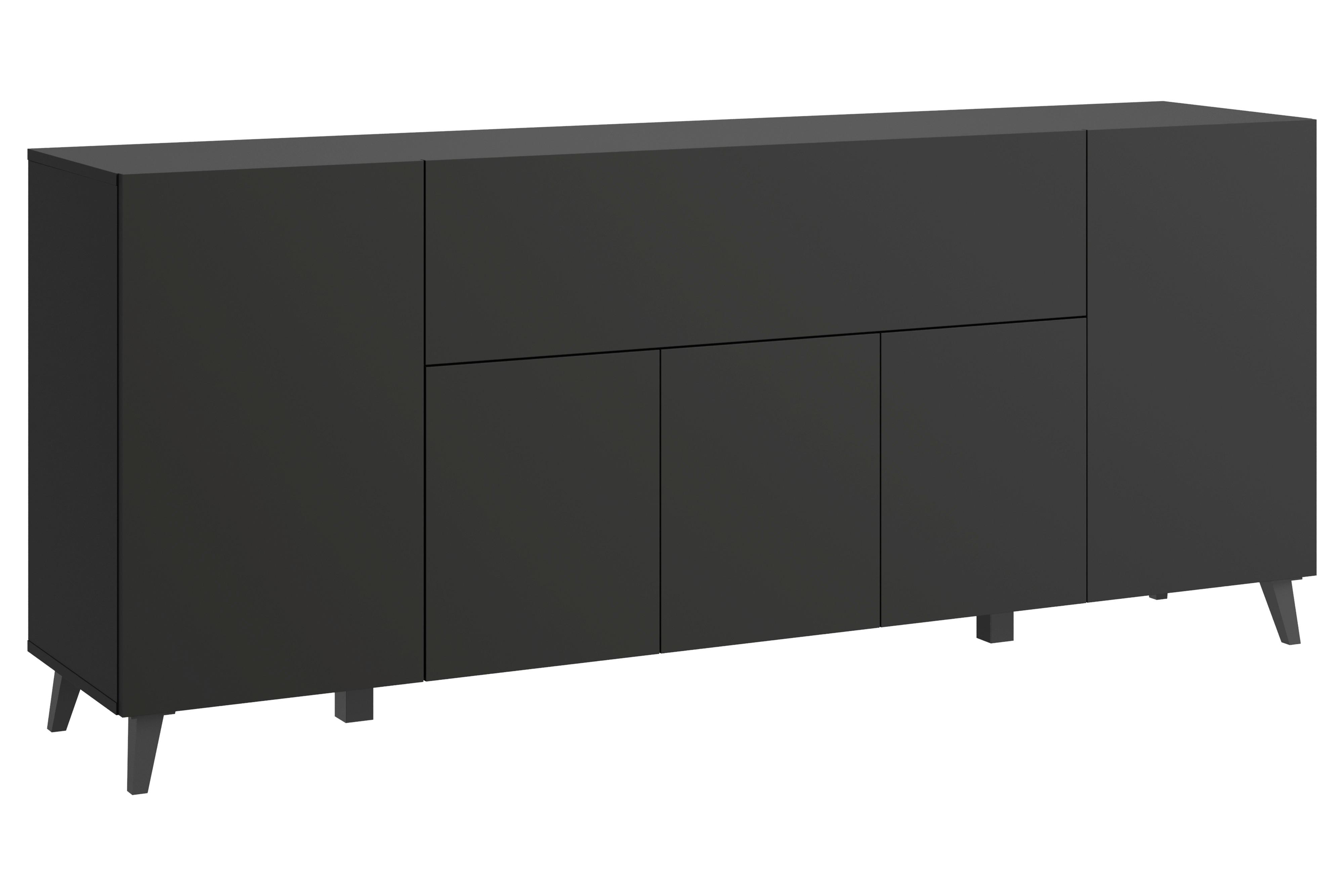 Sideboard Sideboard Phuket 180 - Schwarz, Design, Holzwerkstoff/Kunststoff (180/76/37,5cm) - P & B